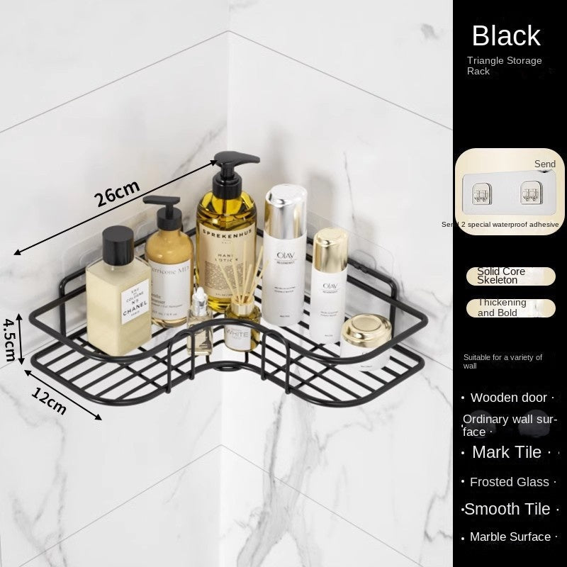 Bathroom Storage Rack Toilet Washroom Wall-Mounted Hole-Free Multi-Functional Iron Mesh Long Strip Organizer - Korvel