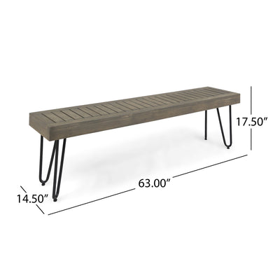 Jane Industrial Wood and Metal Dining Bench