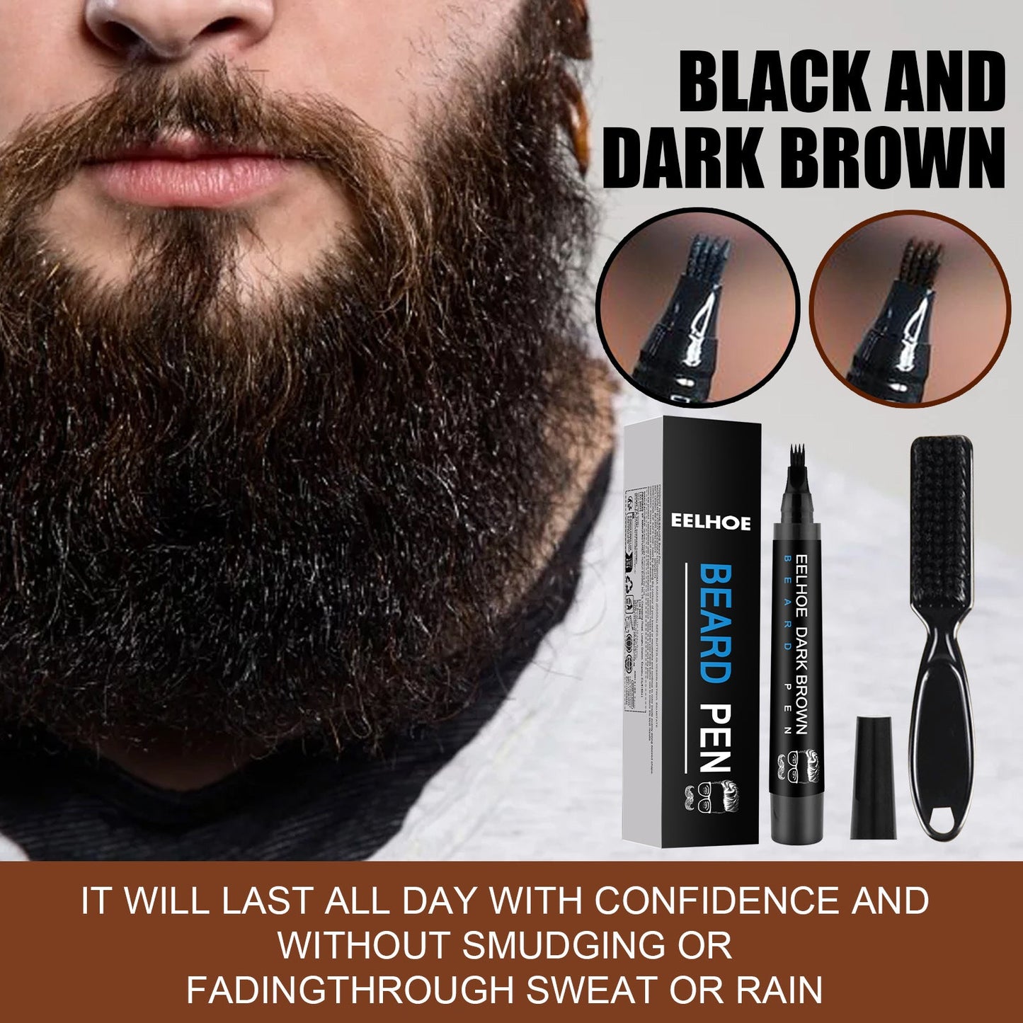 Beard Refill Pen Kit Men's Beard Natural Waterproof Beard Pen Beard Tracing Pen - Korvel