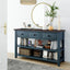 Retro Design Console Table with Two Open Shelves, Pine Solid Wood Frame and Legs for Living Room (Navy) - Korvel