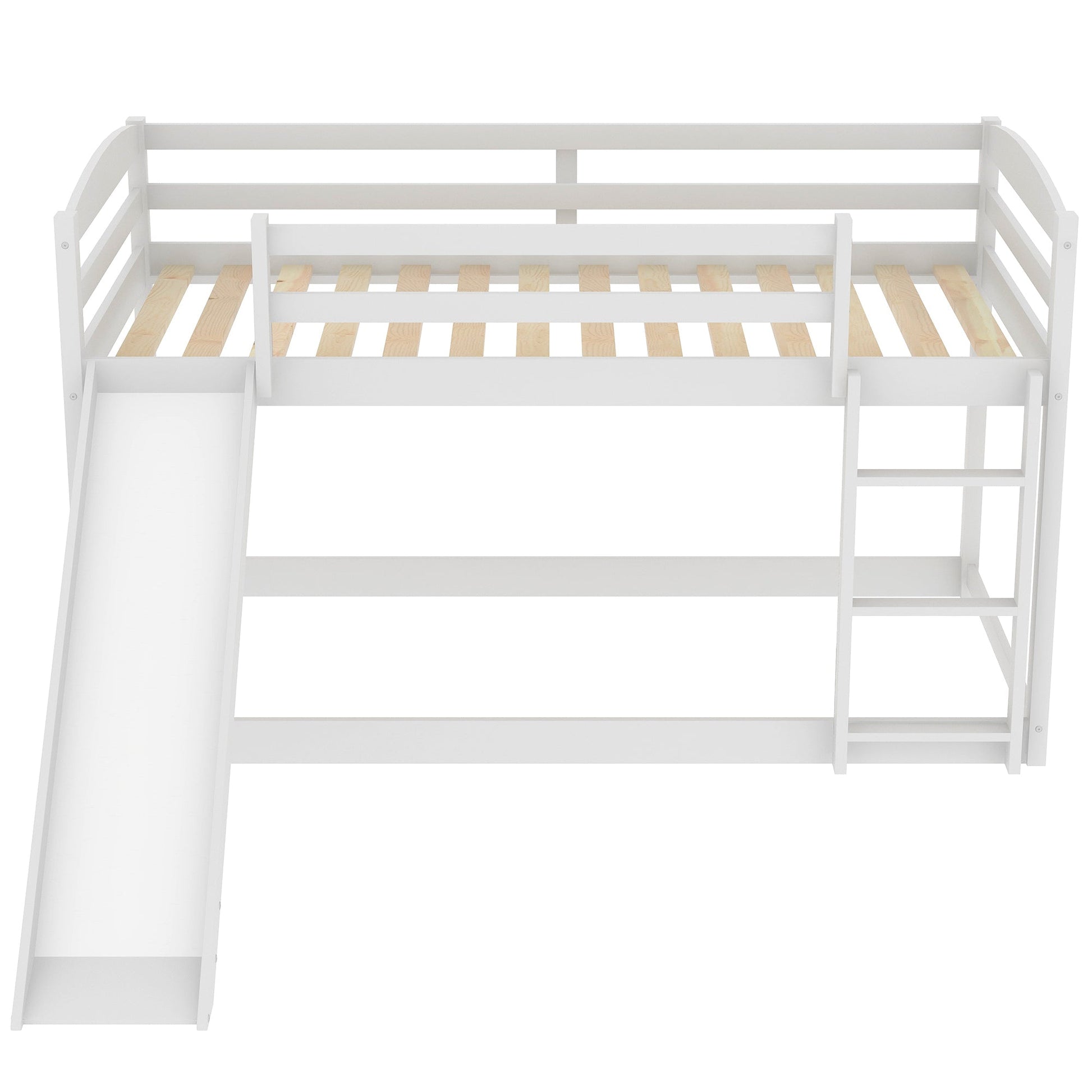 Twin over Twin Bunk Bed with Convertible Slide and Ladder   White - Korvel
