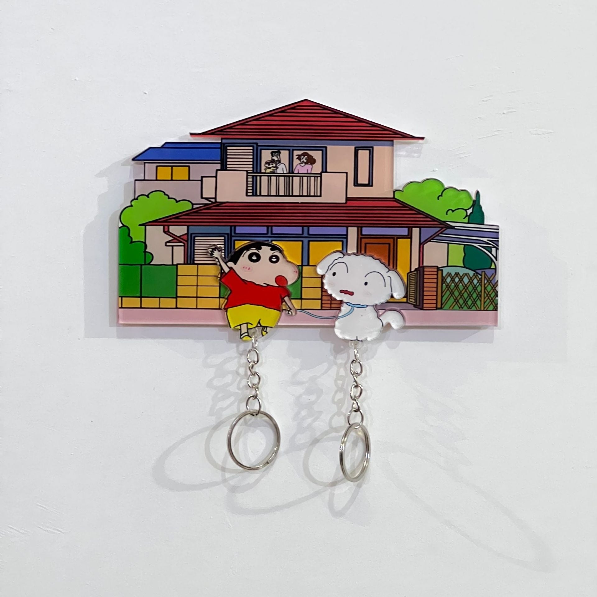 Crayon Shin chan couple keychain refrigerator sticker Simpson family flying house travel notes mobile castle couple pendant - Korvel