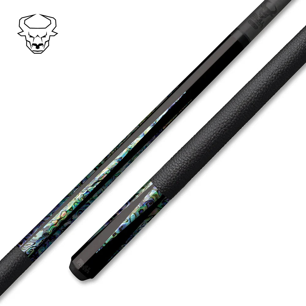 Premium Abalone Inlay Leather Wrapped Bull Carbon Cue Butt