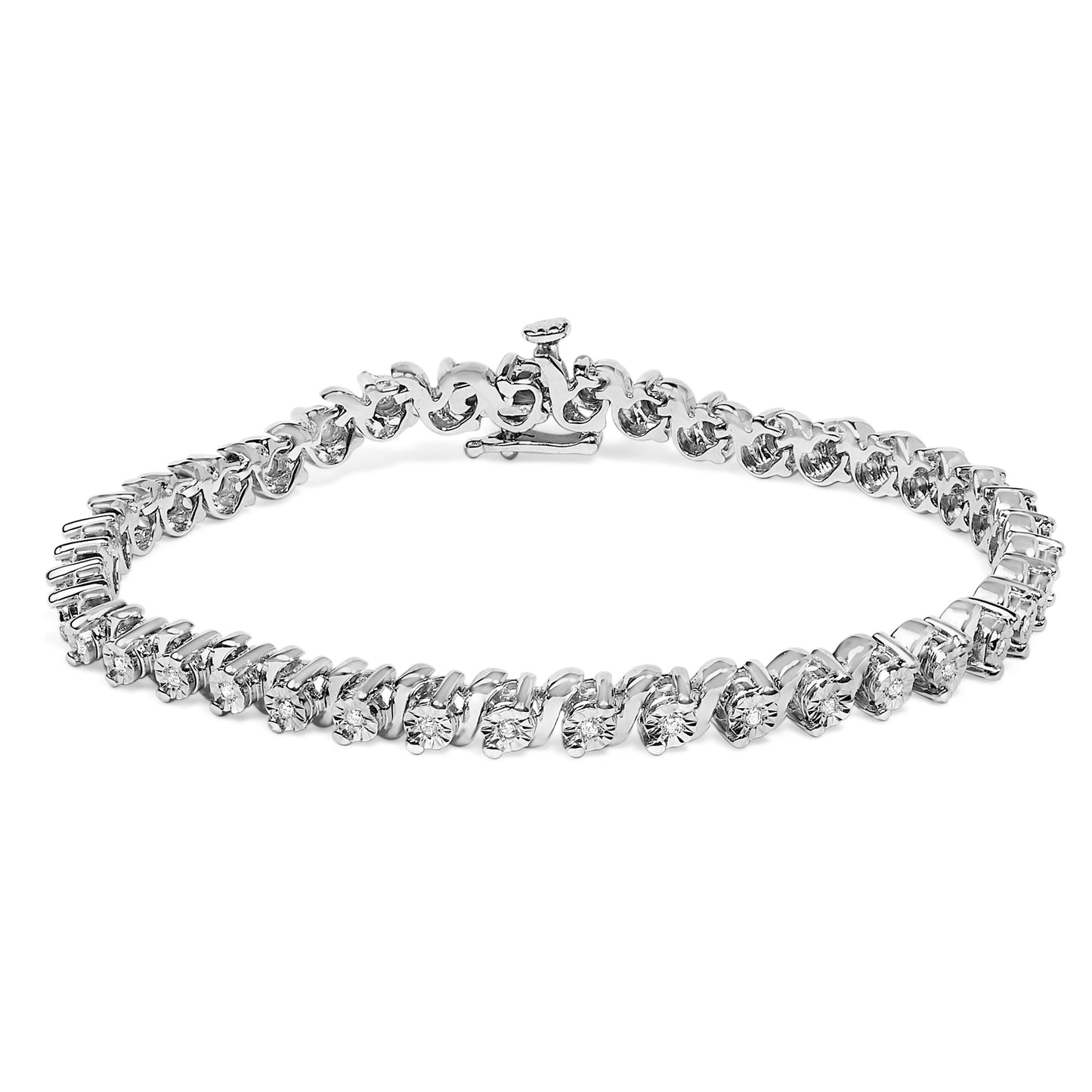 .925 Pulsera S-Link de Diamantes de Plata Esterlina