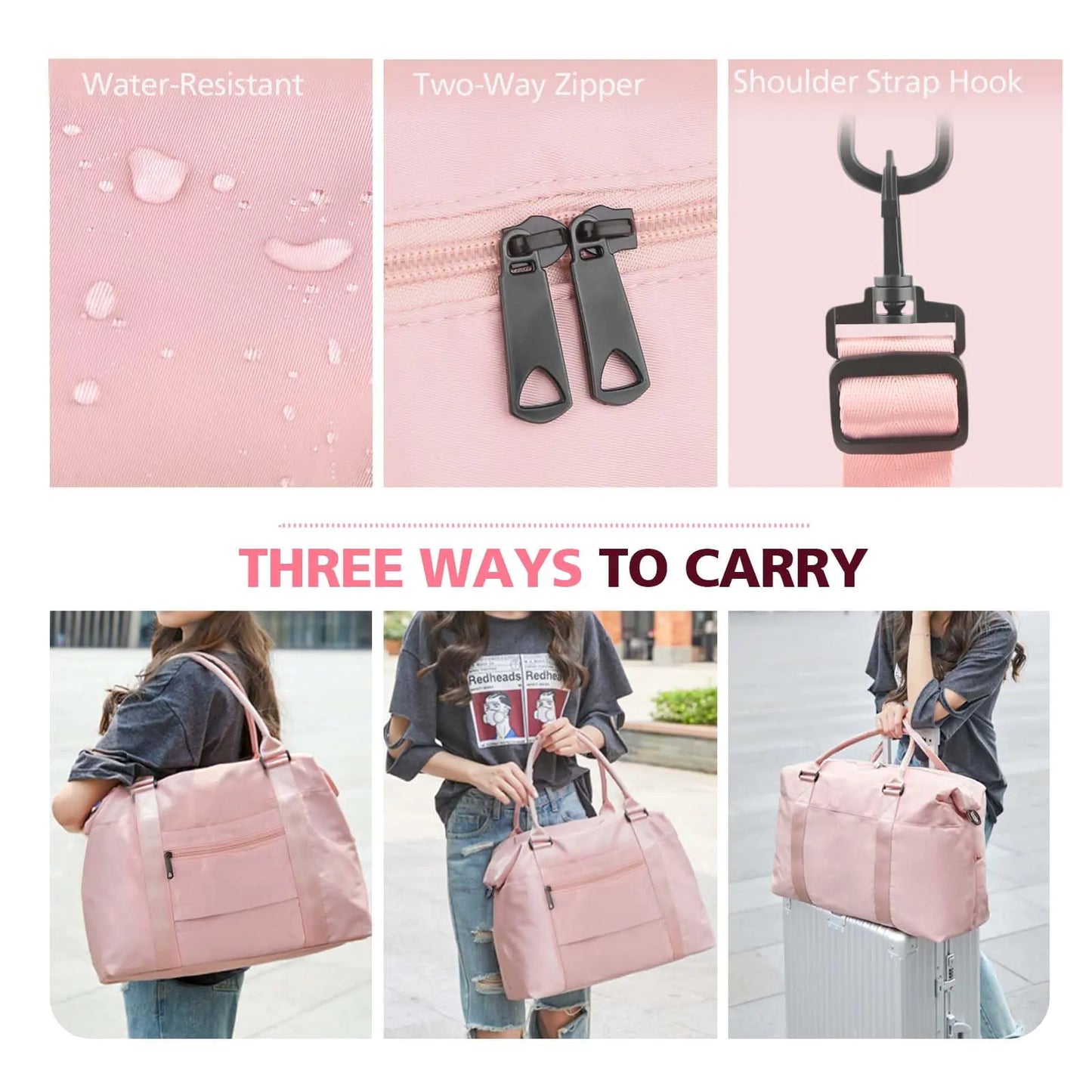 Premium Waterproof Travel Duffle Bag - Coral Pink