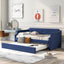 Upholstered Daybed with Trundle, Wood Slat Support,Upholstered Frame Sofa Bed Twin Blue - Korvel