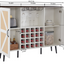 White Faux Rattan Barn Door Wine Cabinet with Wine Rack and Wine Glass Rack, Double Door Design with Removable Shelves - Korvel