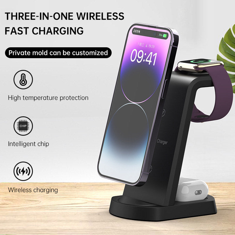 Cargador Inalámbrico Premium Tres en Uno para Dispositivos