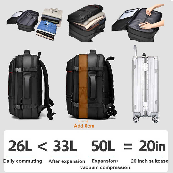 Men's Backpack Business Travel Backpack Large Capacity Expansion Multifunctional Vacuum Compression Backpack for Men - Korvel