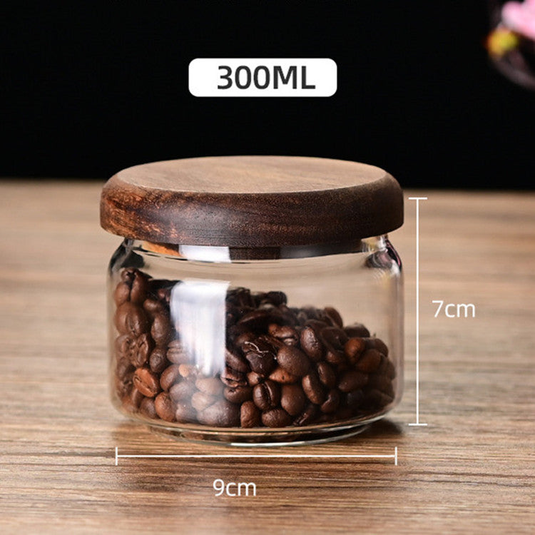 Bocal de rangement en verre premium avec couvercle en bois d'acacia