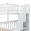 Elegant Twin over Full Bunk Bed with Trundle and Staircase - White