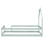 Twin Size Wood Bed with House-Shaped Headboard in Light Green