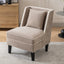 Velvet Upholstered Accent Chair with Cream Piping, Tan and Cream - Korvel
