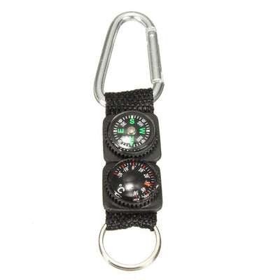 Mini Multifunction 3 in 1 Compass Thermometer Carabiner - Korvel