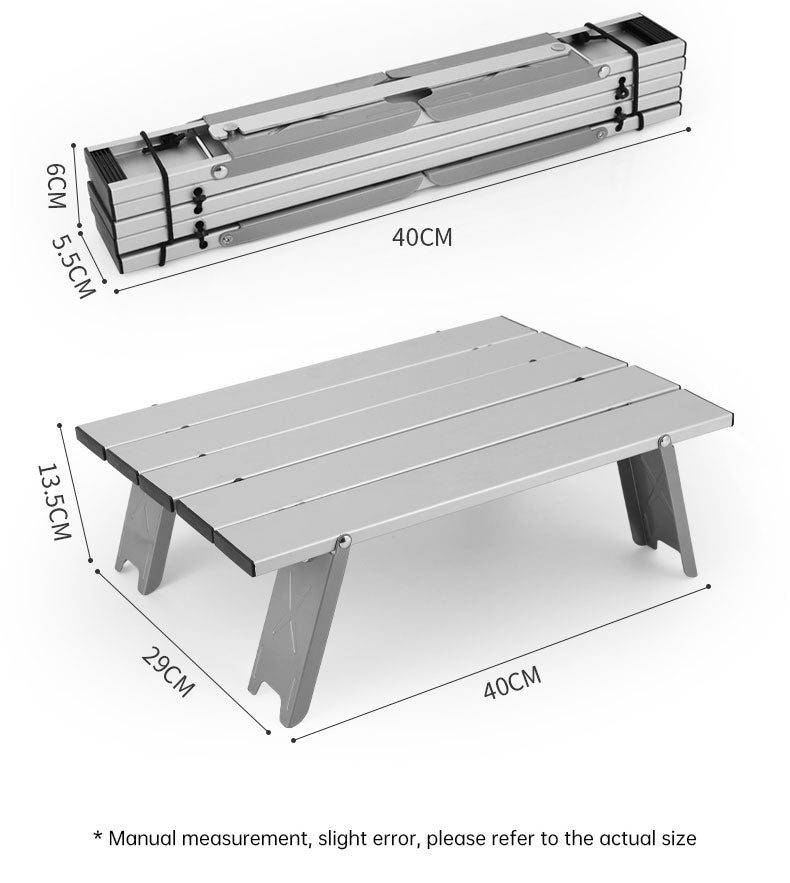 Black Lightweight Portable Folding Ultralight Roll Up Mini Aluminum Picnic Camping Table Foldable For Outdoor Hiking - Korvel