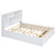 Elegant Queen Size Platform Bed with Storage Headboard, White