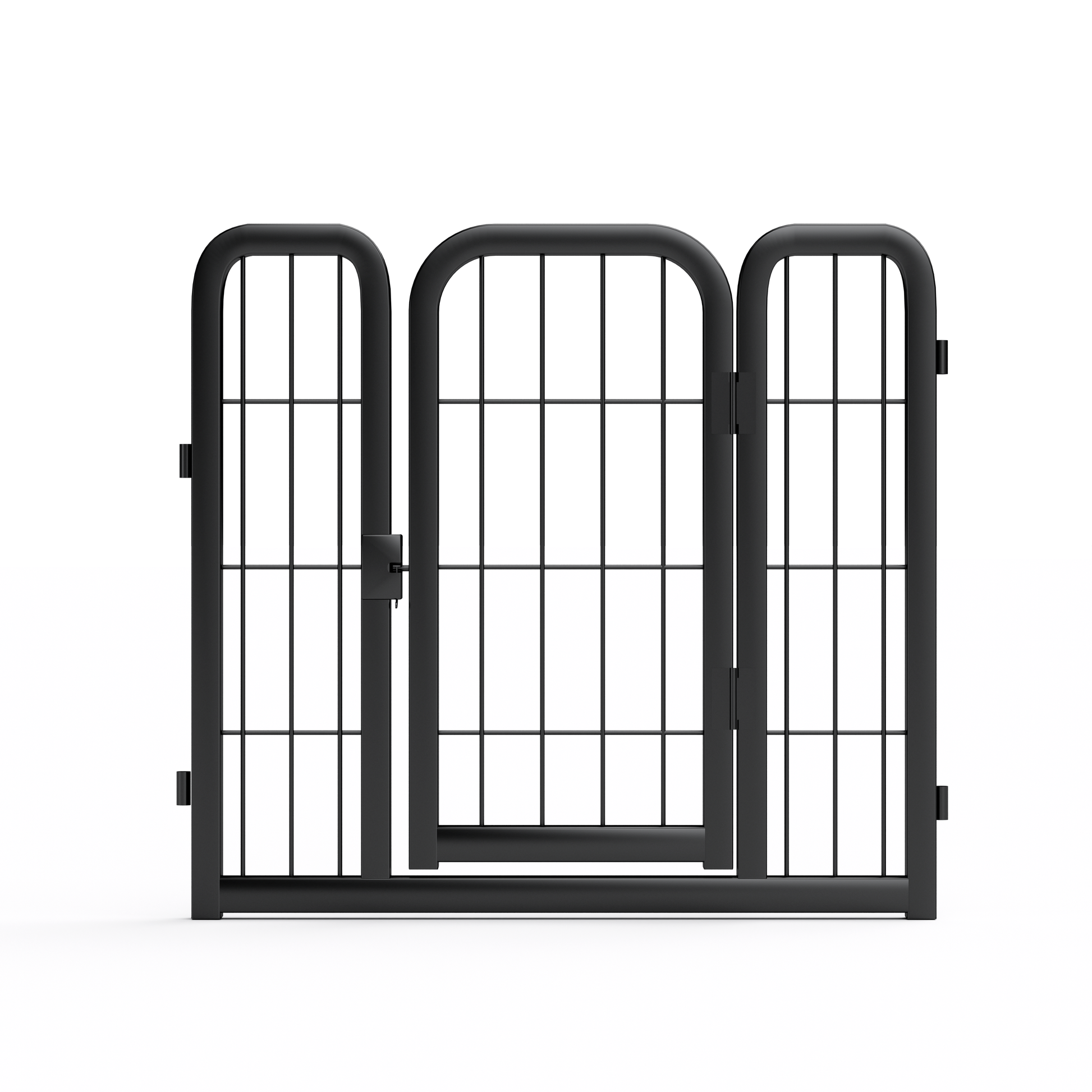 8-panel dog fence, 24 inch small dog pet fence, portable indoor pet game fence. Black, 22.2 inches wide x 23.6 inches high. - Korvel