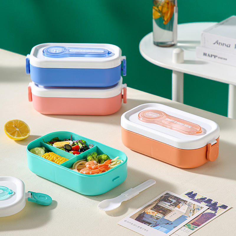 Japanese style portable microwave lunch box with cutlery sealed lunch box bento box - Korvel