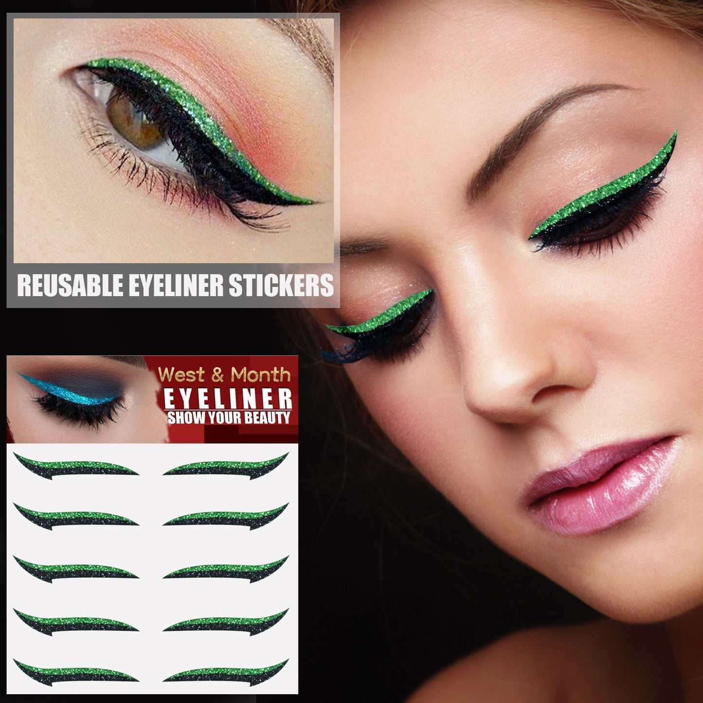 Eyeliner Stickers, Silver Light Makeup Eye Patch Party Nightclub Stage Silver Light Stage Double Eyelid Patch - Korvel