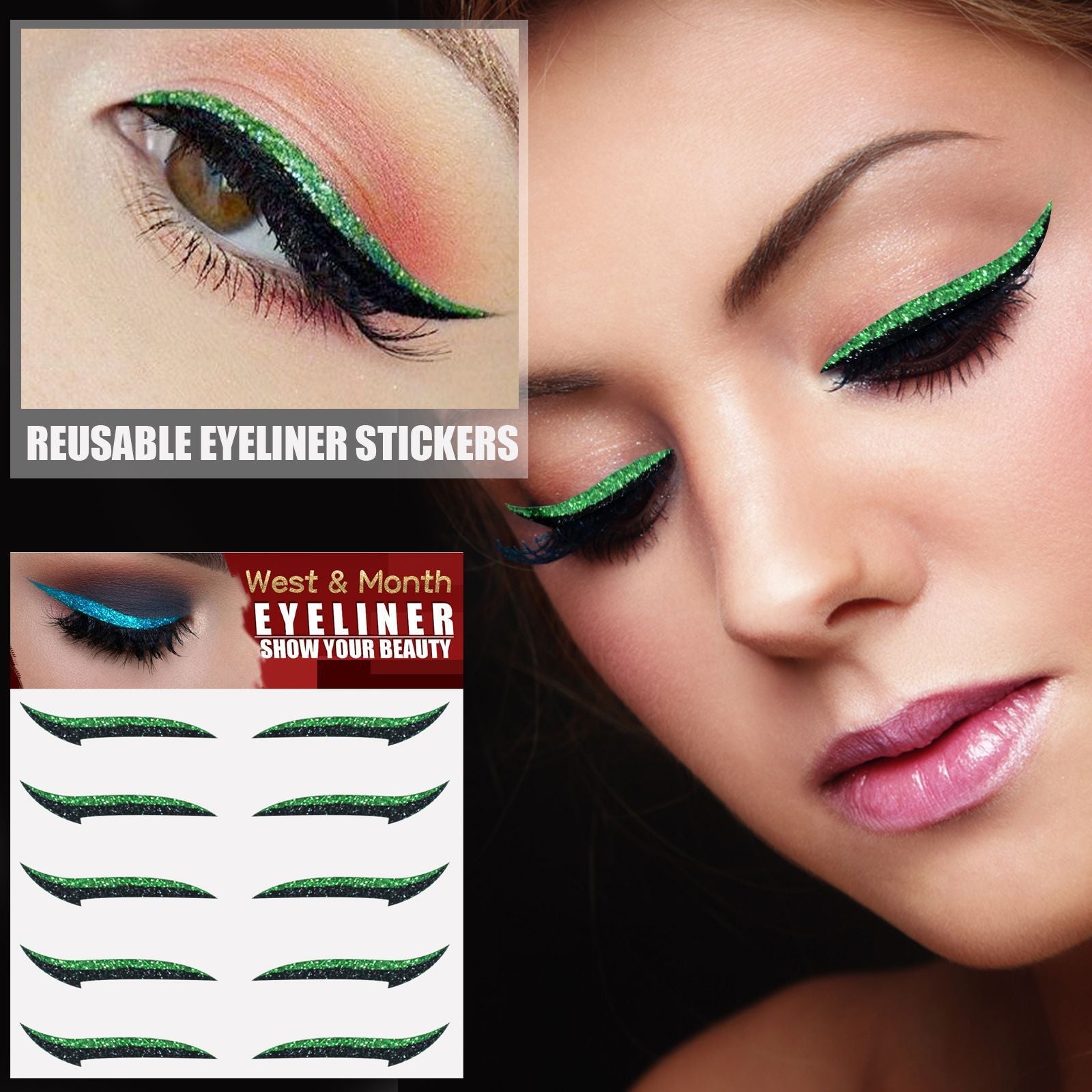 Eyeliner Stickers, Silver Light Makeup Eye Patch Party Nightclub Stage Silver Light Stage Double Eyelid Patch - Korvel