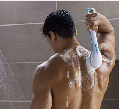 Electric Bath Brush with Handle for Exfoliation and Massage