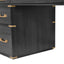 70 inch classic and traditional executive desk with metal trim, writing desk with 2 file drawers, USB ports, and sockets, black - Korvel