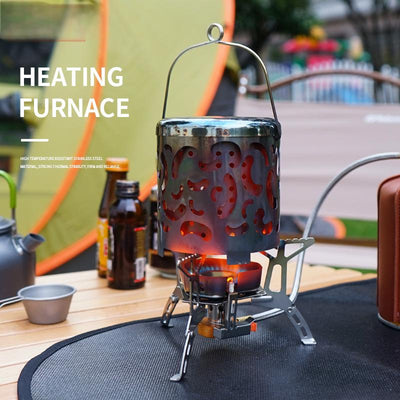Outdoor mini stainless steel heating stove, autumn and winter camping heater, multifunctional portable heating energy heating co - Korvel