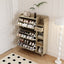 Natural Bohemian style shoe cabinet with 3 rattan flip drawers, 3 square shelves, and 1 storage drawer,  Natural - Korvel