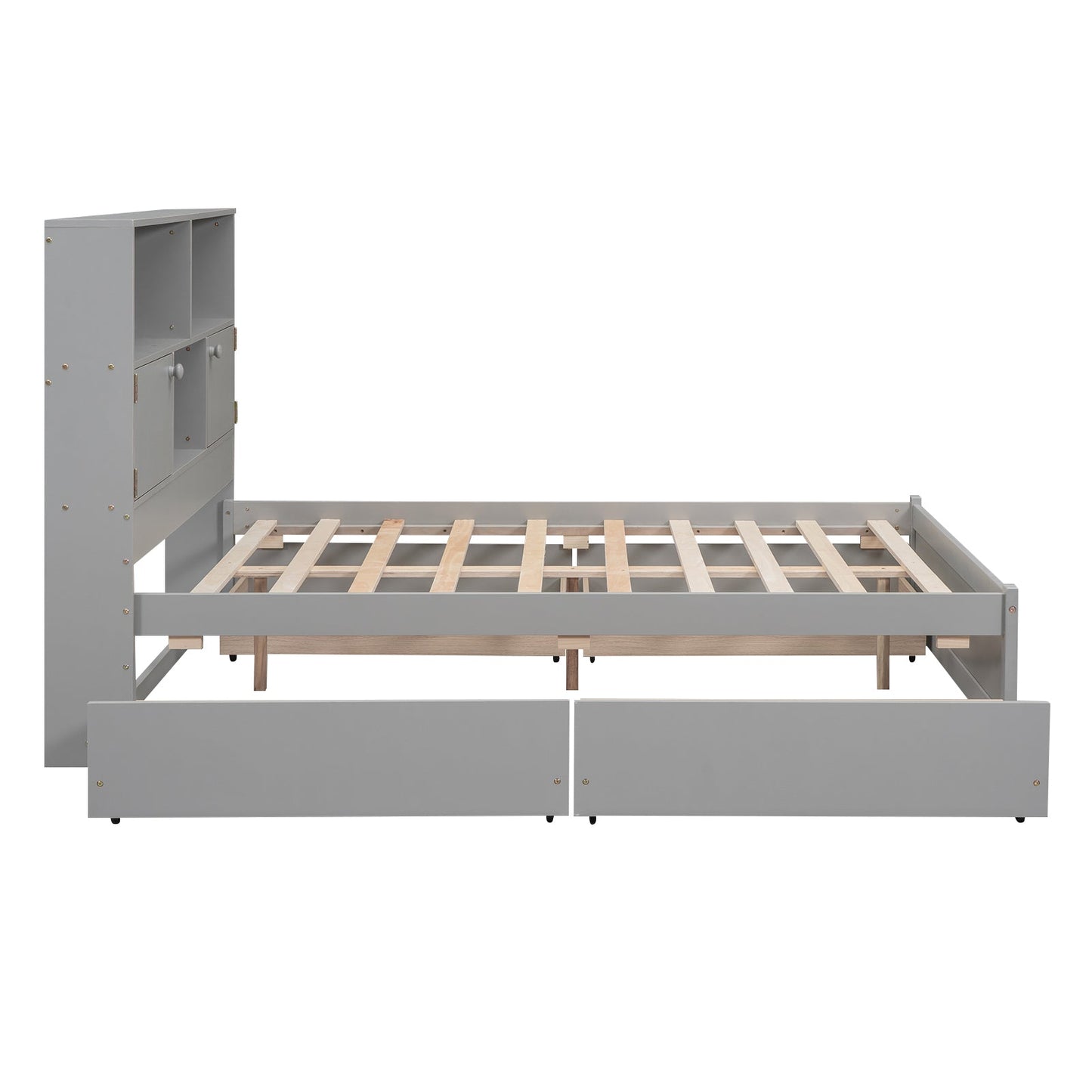 Full Size Platform Bed with Storage Headboard and Charging Station