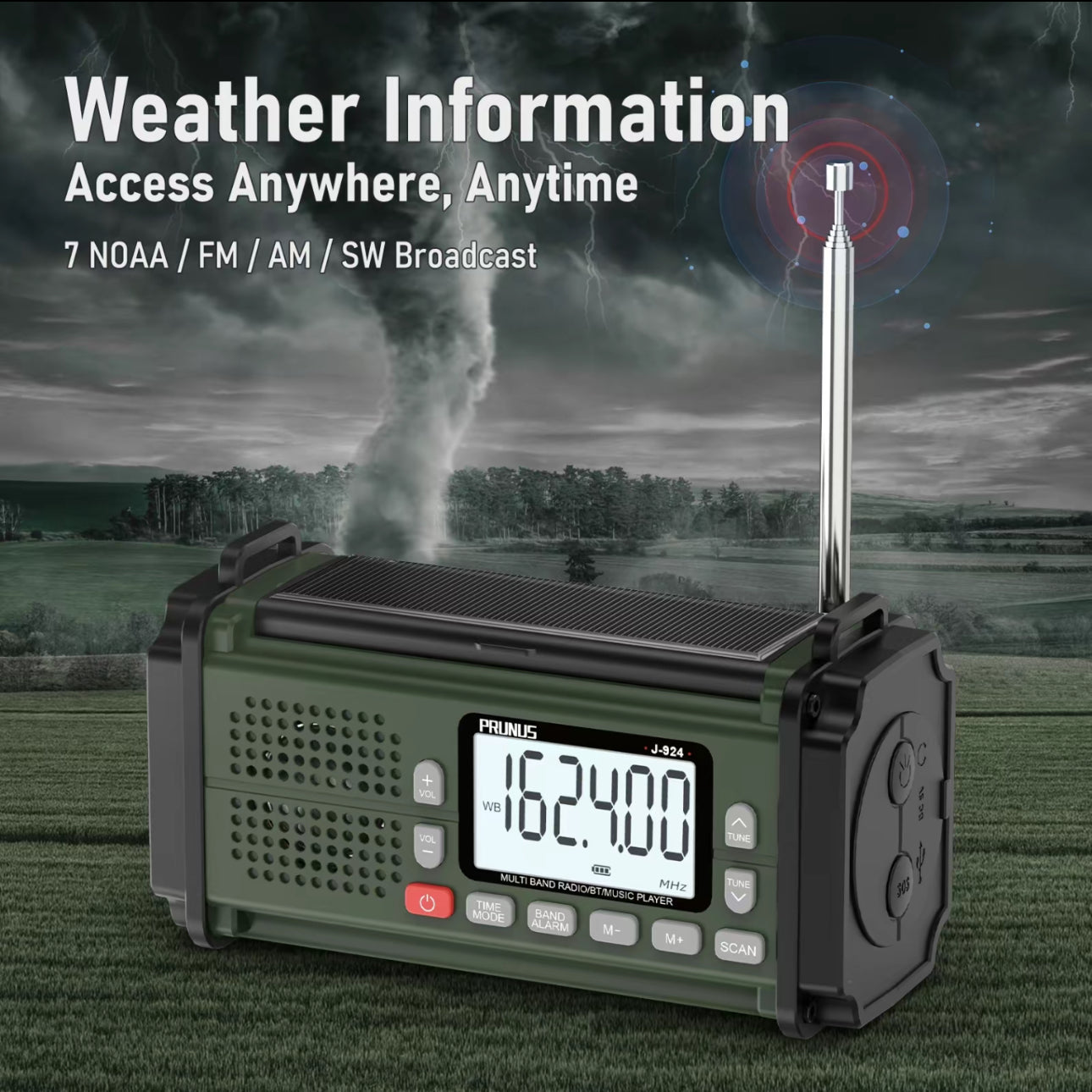 Radio StormGuard Pro - Radio Meteorológico de Emergencia con Manivela