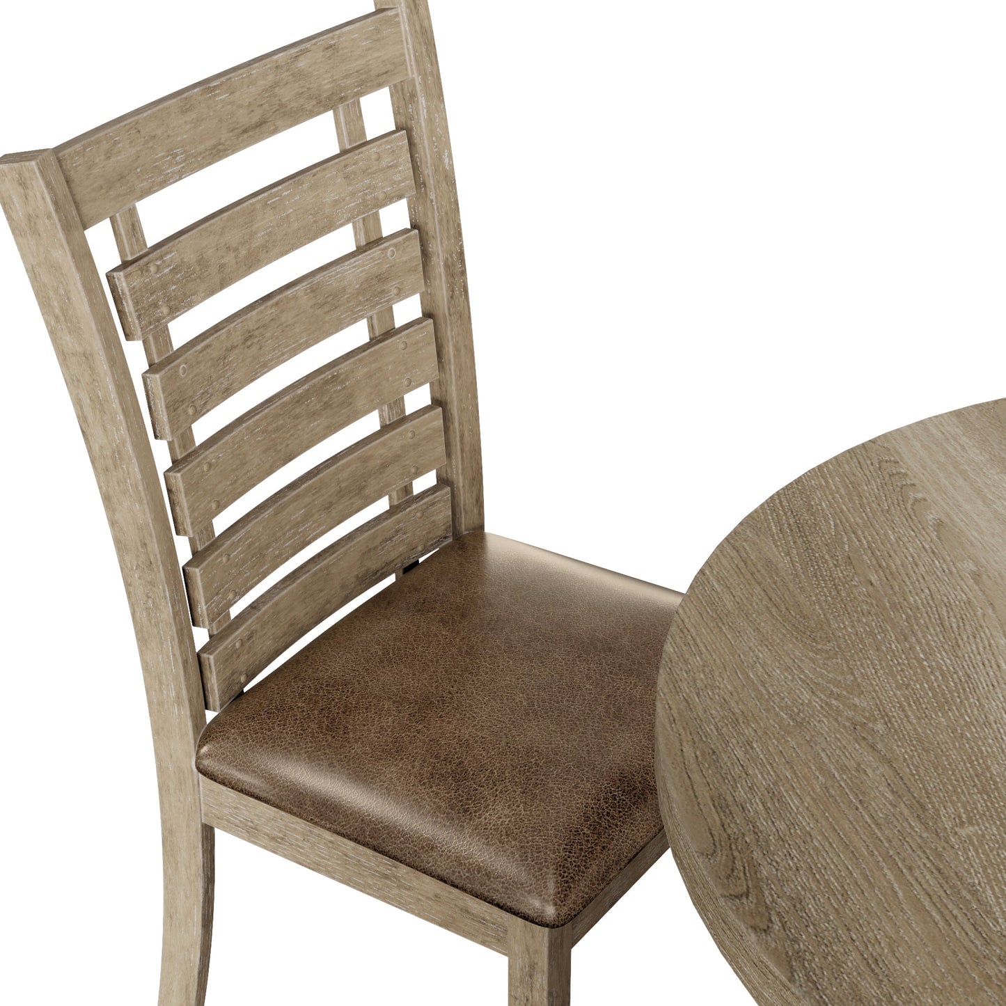 Set of 2 Modern Farmhouse Dining Chairs - Distressed Solid Wood