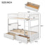 Cama litera de dos camas individuales con cajones - Blanca convertible