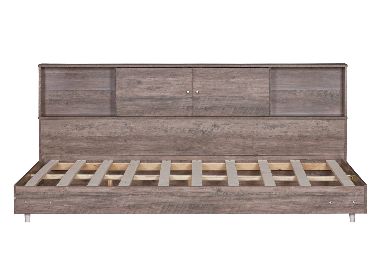Full Size Daybed Frame with Storage Bookcases Wood Light Oak - Korvel