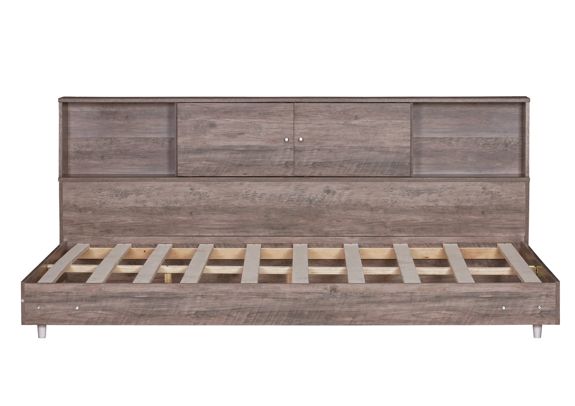 Full Size Daybed Frame with Storage Bookcases Wood Light Oak - Korvel