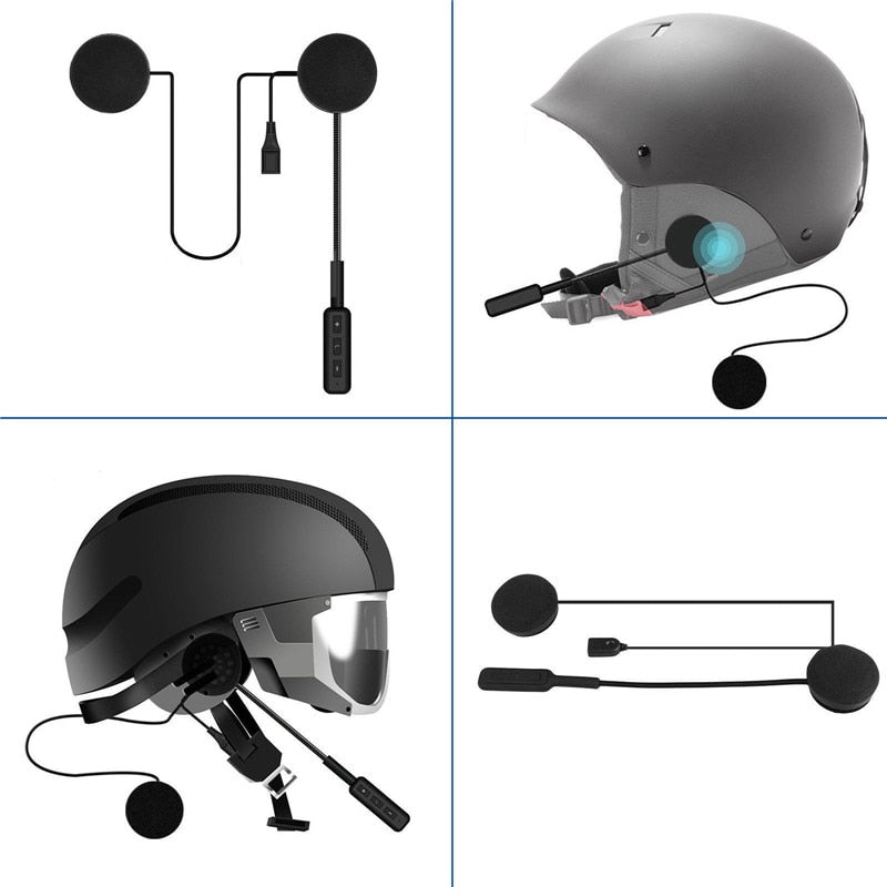 MH01 Motor Wireless Bluetooth Headset Motorcycle Helmet Earphone Headphone Dual Stereo Speaker Handsfree Music For MP3 MP4 phone - Korvel
