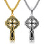 Collier en chaîne en perles croix spiralées en acier titane