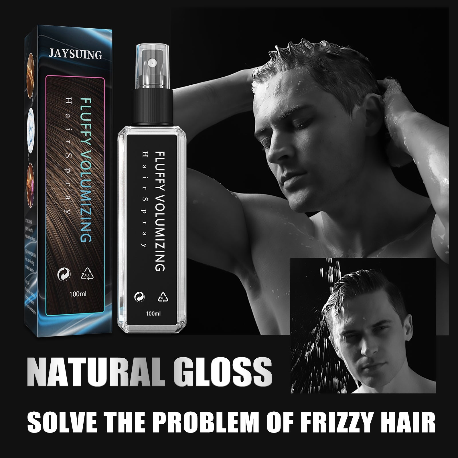 Hair Styling Spray Moisturizing Styling Fragrance Lasting Curly Hair Styling Dry Gel Hairspray Hair Fluffy Gel Water 100ml - Korvel