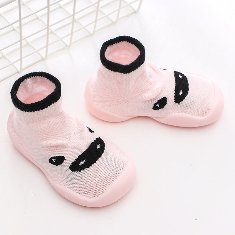 Autumn and Winter Baby Socks Silicone Anti slip Bottom Floor Socks Children's Shoes and Socks Cartoon Rainbow Strips Indoor Walking Shoes and Socks - Korvel