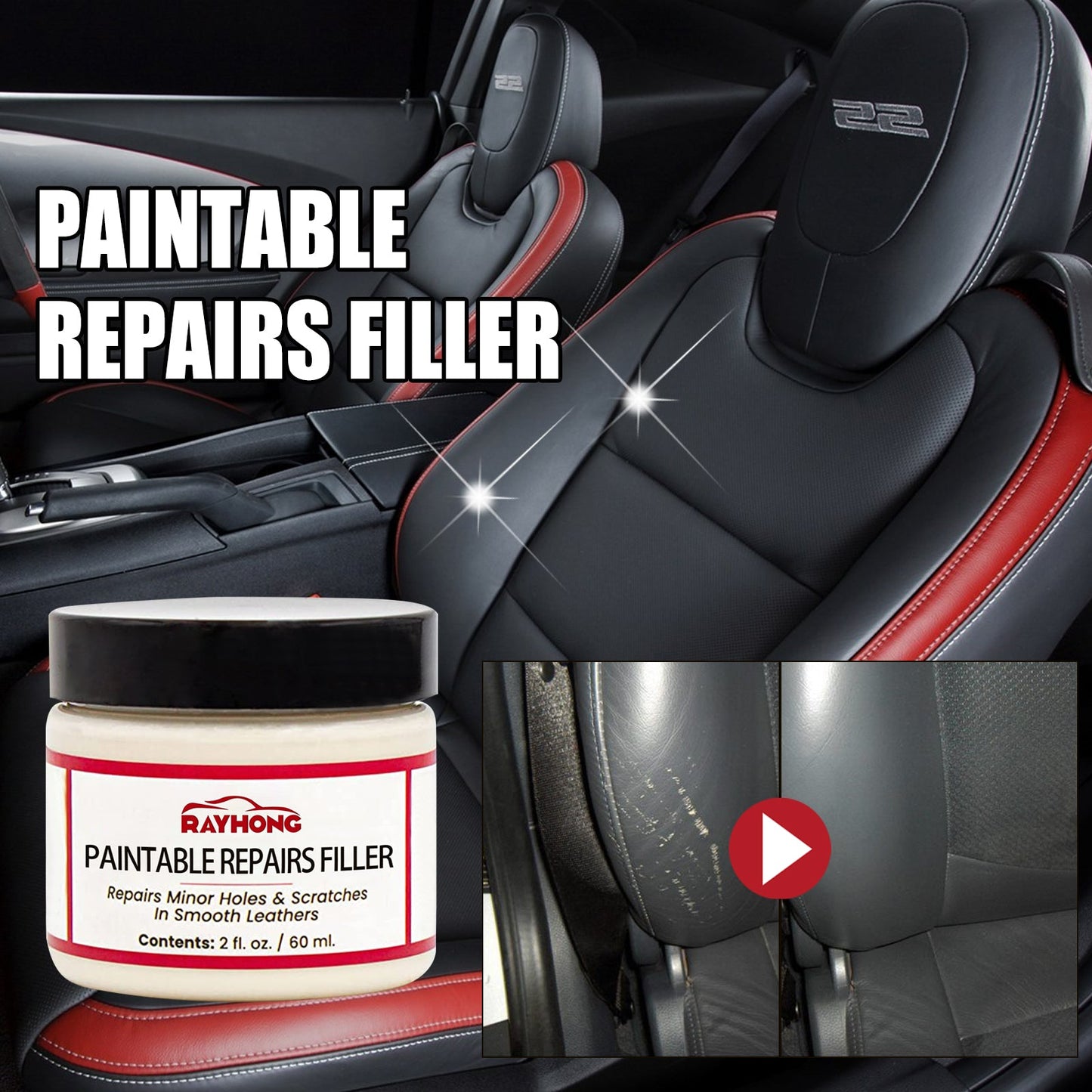 Premium Paintable Repair Filler for Leather & Fabric