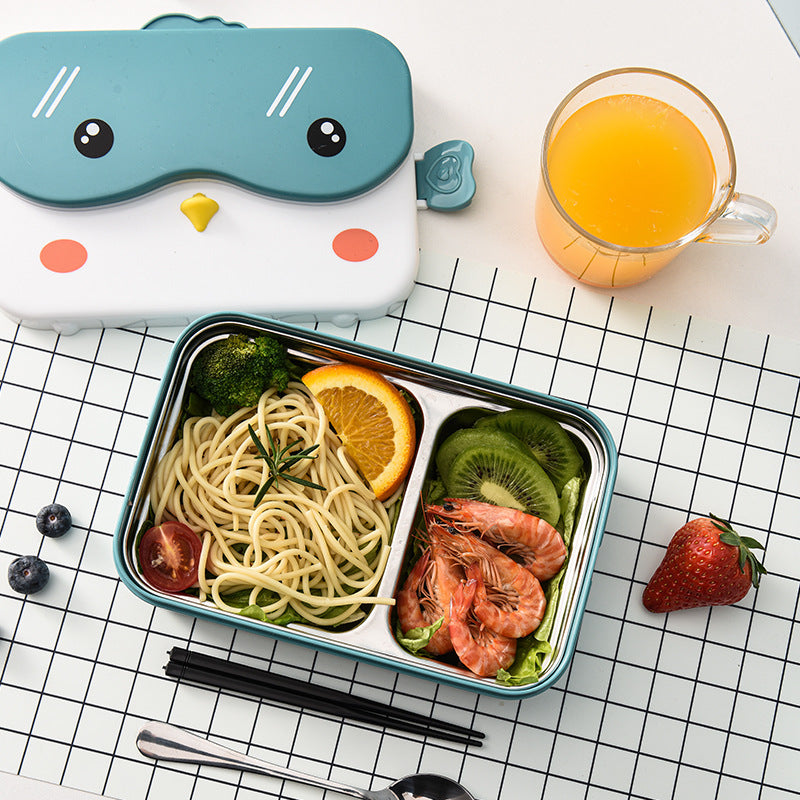 Boîte à lunch en acier inoxydable mignonne et cartoon avec compartiments