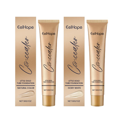 Small Gold Tube Foundation Concealer, Natural Lightweight Skin Concealer Not Easy To Remove Makeup Moisturizing Liquid Foundation - Korvel