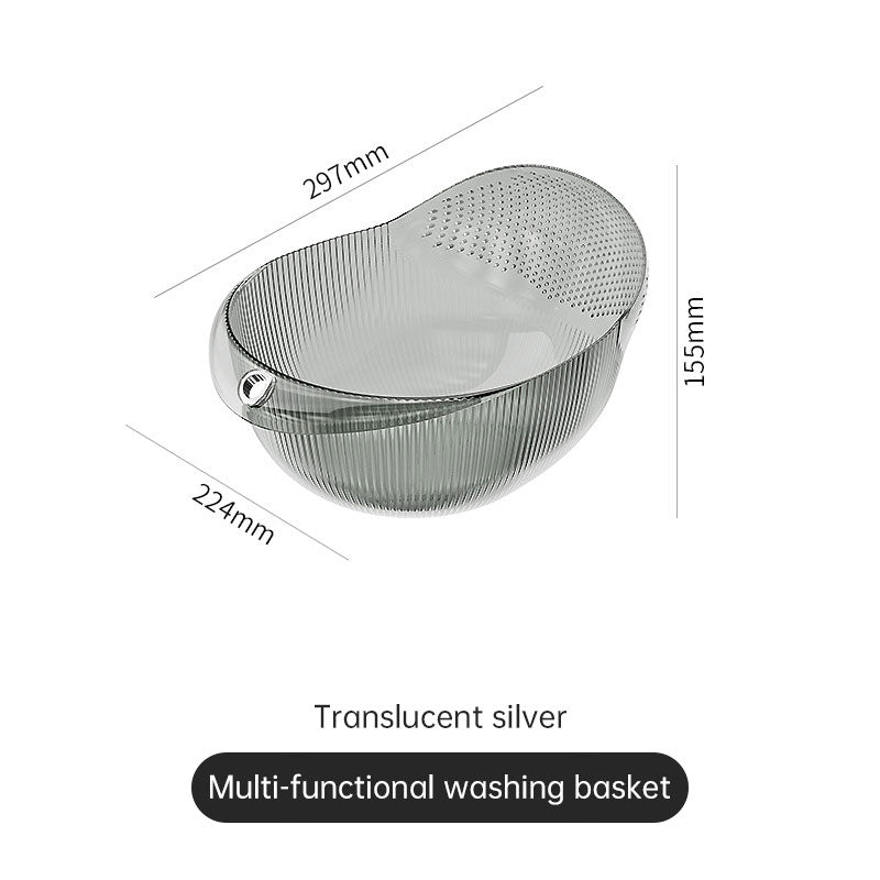 Household washing basket basin plastic drain basket wash fruit basin rice basket storage basket - Korvel