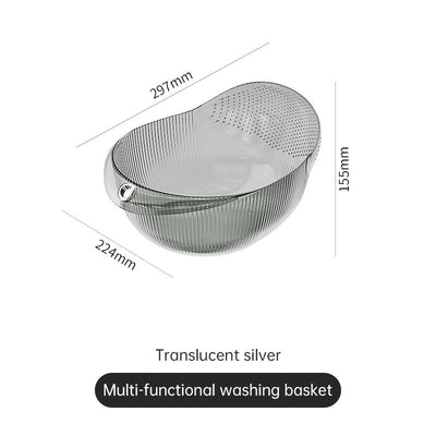 Household washing basket basin plastic drain basket wash fruit basin rice basket storage basket - Korvel