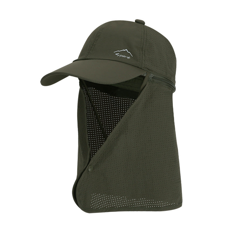 1pc Summer Baseball Cap with Detachable 360° Neck Sun Flap. For men, hiking, fishing, outdoor. - Korvel