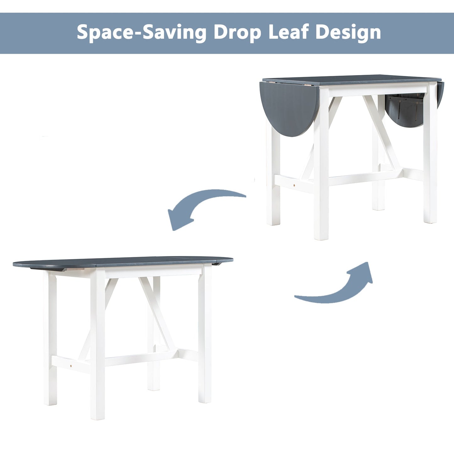 Ensemble de salle à manger surélevé en bois TOPMAX 3 pièces - Blanc et gris