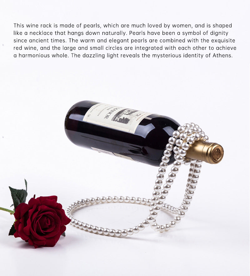 Pearl Necklace Stainless Steel Wine Rack Wine Pedestal Clamp Holder Suspension Champagne Whisky Small Ornaments - Korvel