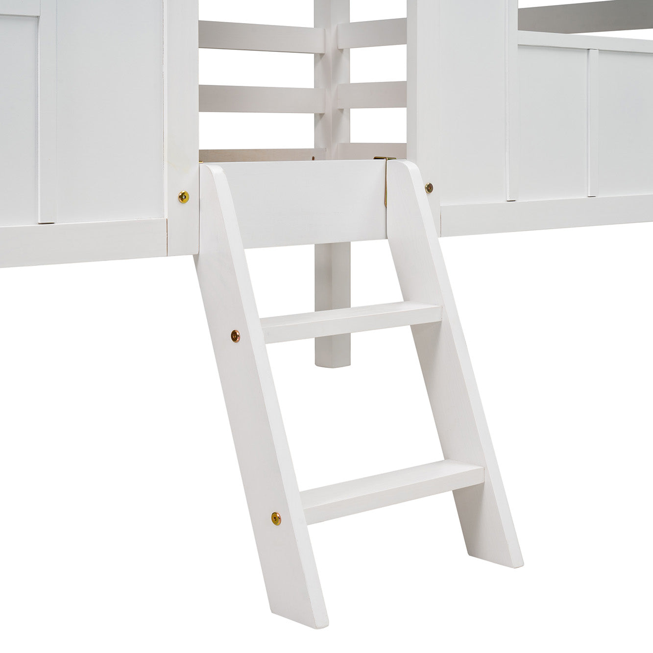 Twin Size Low Loft House Bed with Roof and Two Front Windows White - Korvel