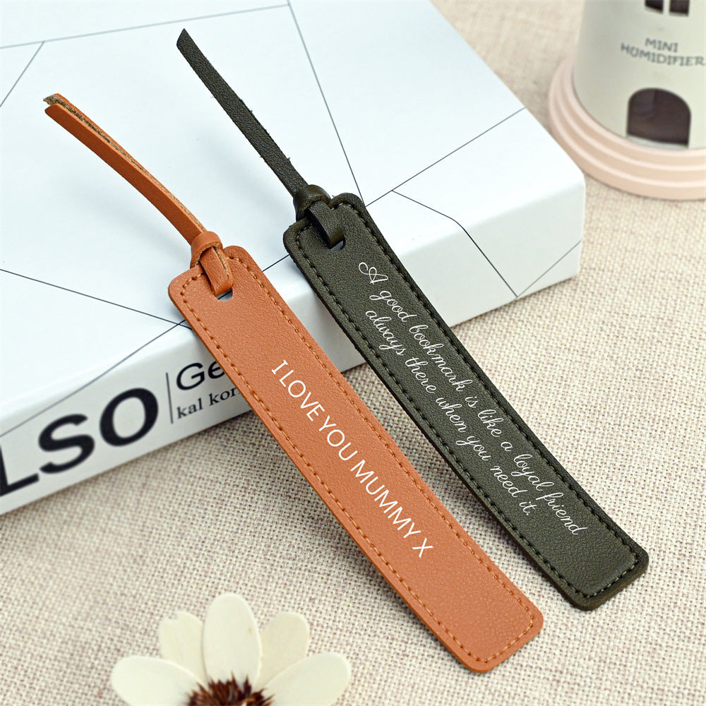 Creative leather gift bookmark personalized leather reading book pagination clip student book marker holder - Korvel