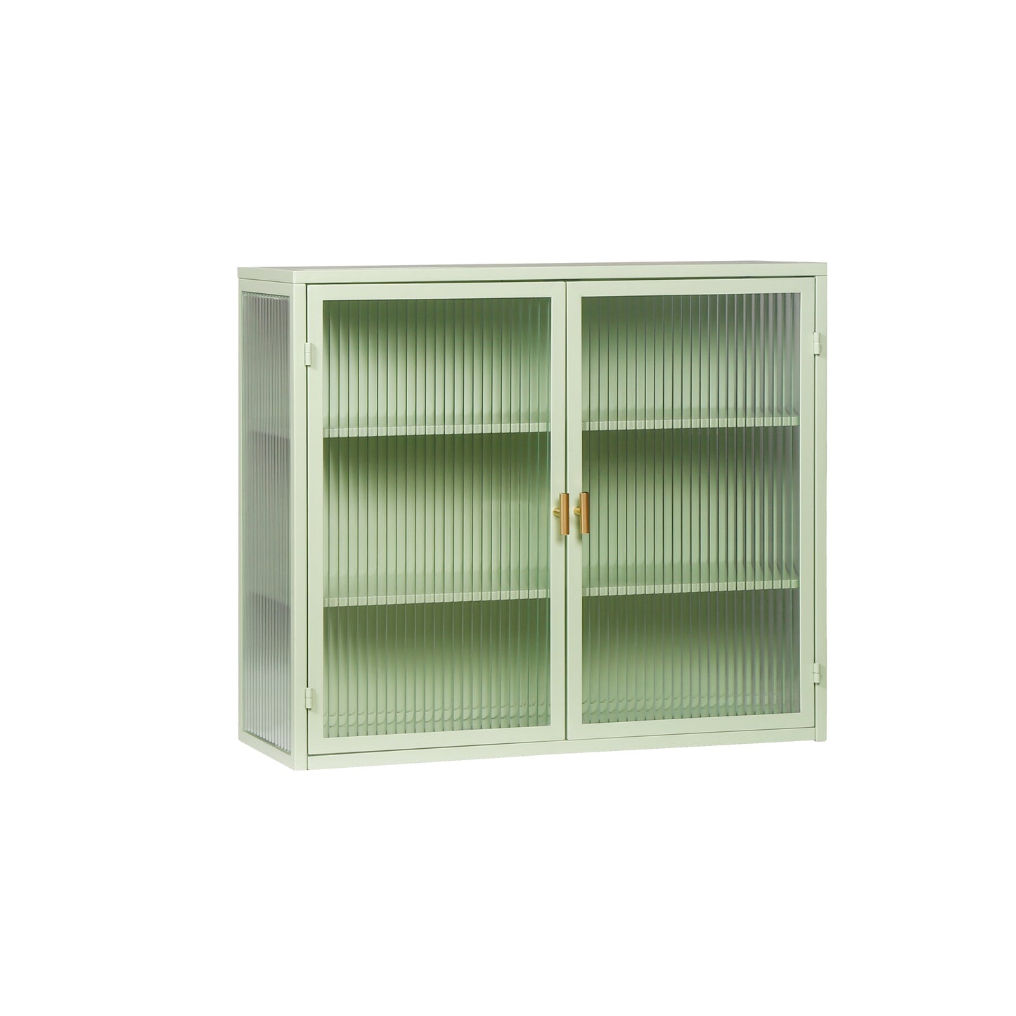27.56"Glass Doors Modern Two-door Wall Cabinet with Featuring Three-tier Storage Mint Green - Korvel