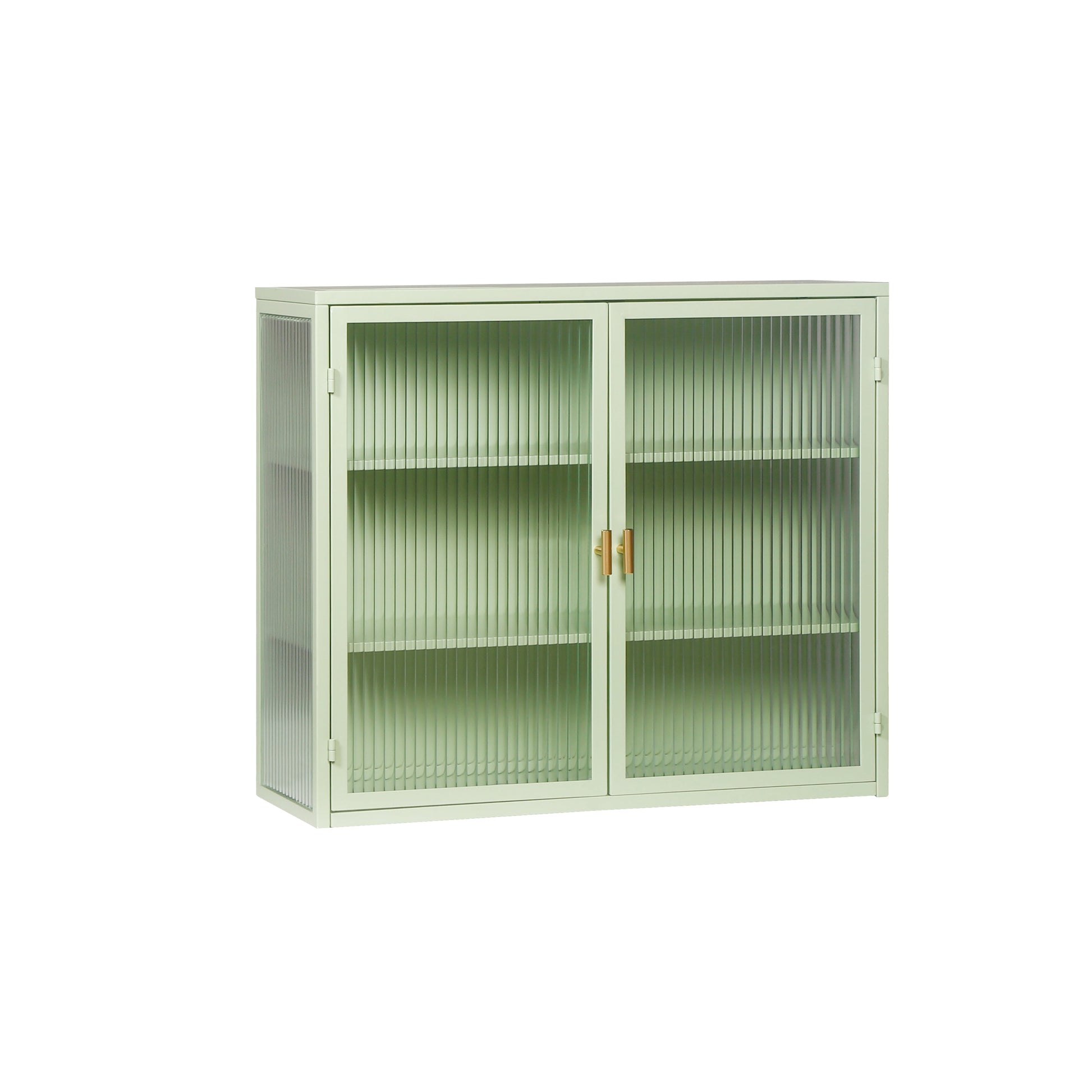 27.56"Glass Doors Modern Two-door Wall Cabinet with Featuring Three-tier Storage Mint Green - Korvel